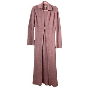 Free People Duster Cardigan Womens Large Pink Mohair Blend Knit Long Coquette